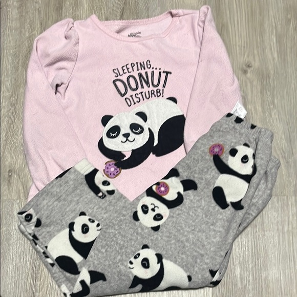 4/$20 Panda Print Pink and Gray Kids Pajamas - Picture 1 of 1